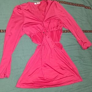 Amage Hot Pink Long Sleeve Cutout Dress